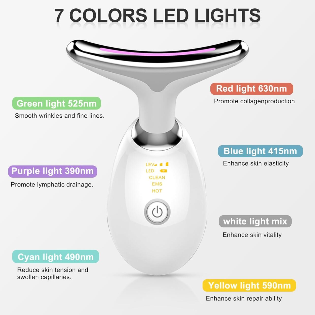 Masajeador antiarrugas facial con 7 luces